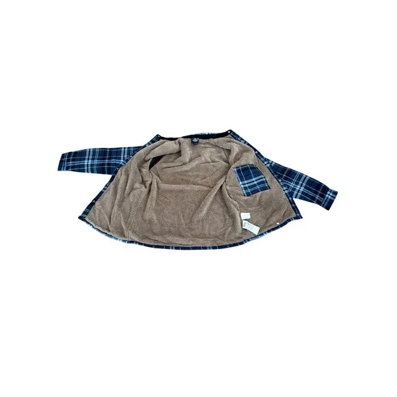 Dickies Mens Relaxed Fit Lined Flannel Shirt Jacket L Blue Plaid Shacket - Picture 9 of 12